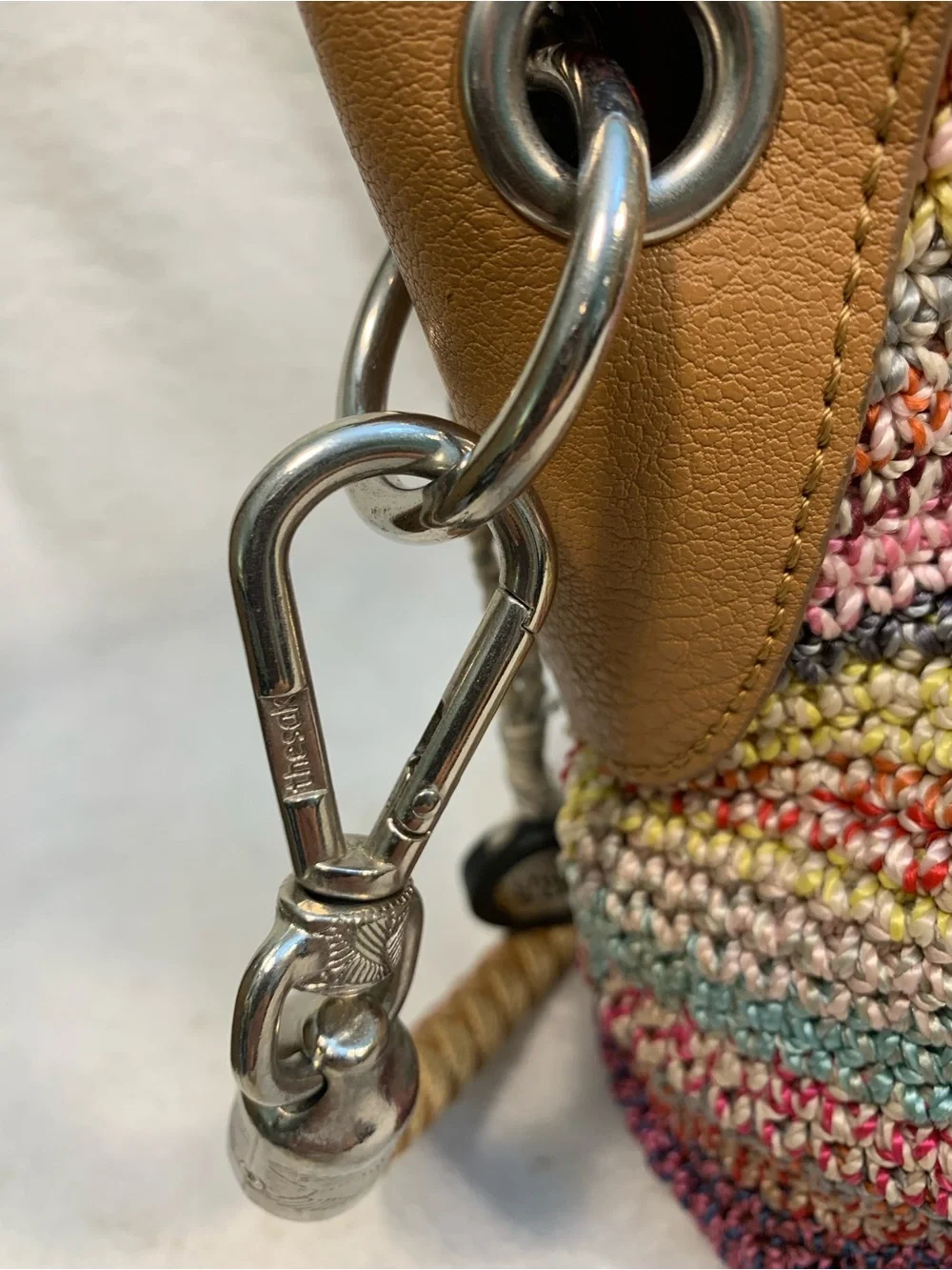 The Sak Multicolor Crochet Shoulder Bag with Braided Leather Handle